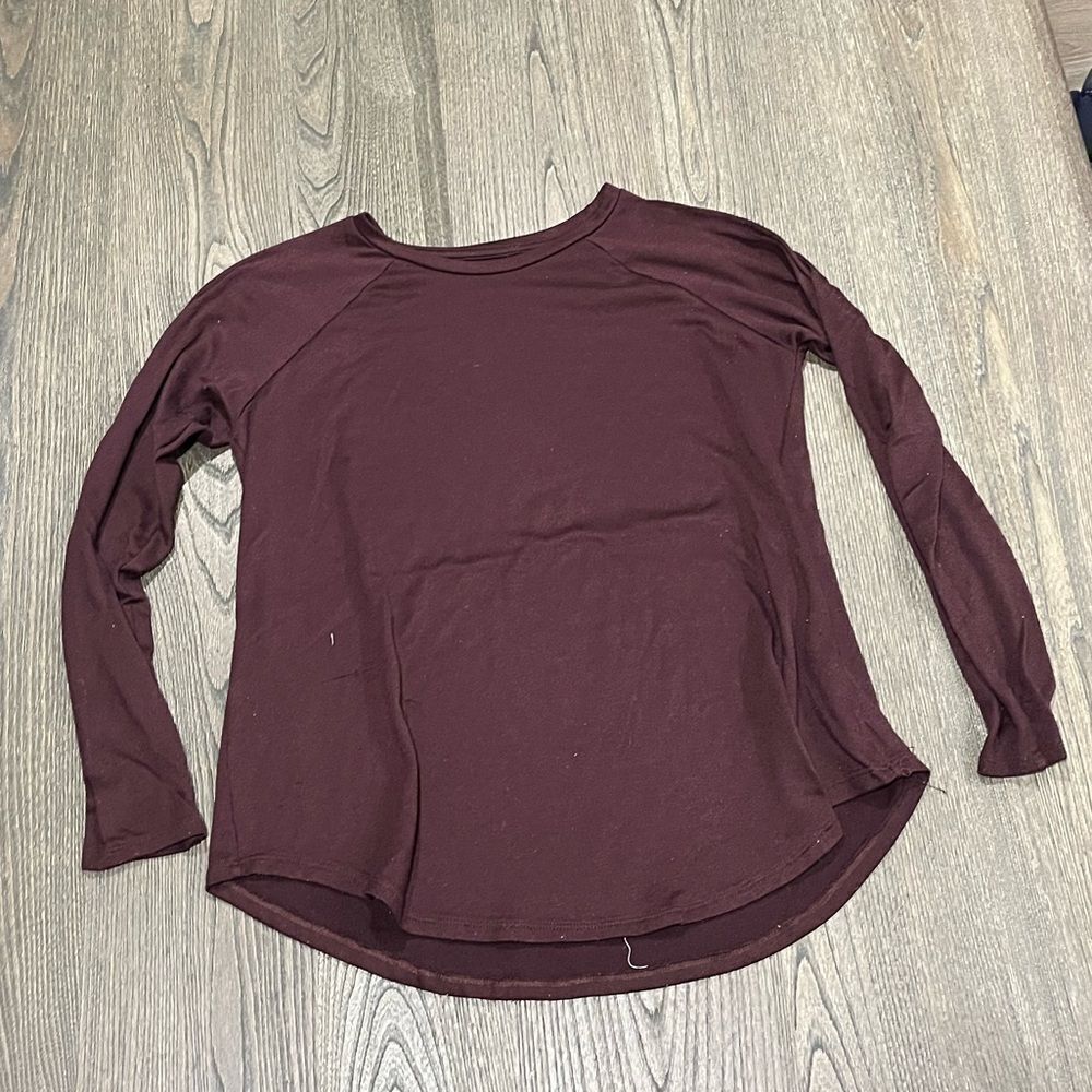 American Eagle Brown Scoop Neck Long Sleeve T-Shirt Size XS